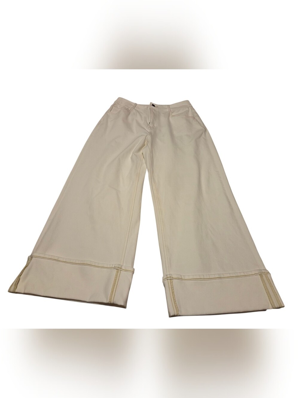 Women’s Halara Flex White High Waisted Rolled Hem Wide Leg Denim Jeans Large